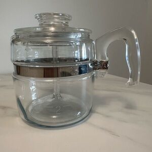 Vintage MCM Pyrex Flameware Stovetop Glass 4 Cup Coffee Percolator w/All Parts